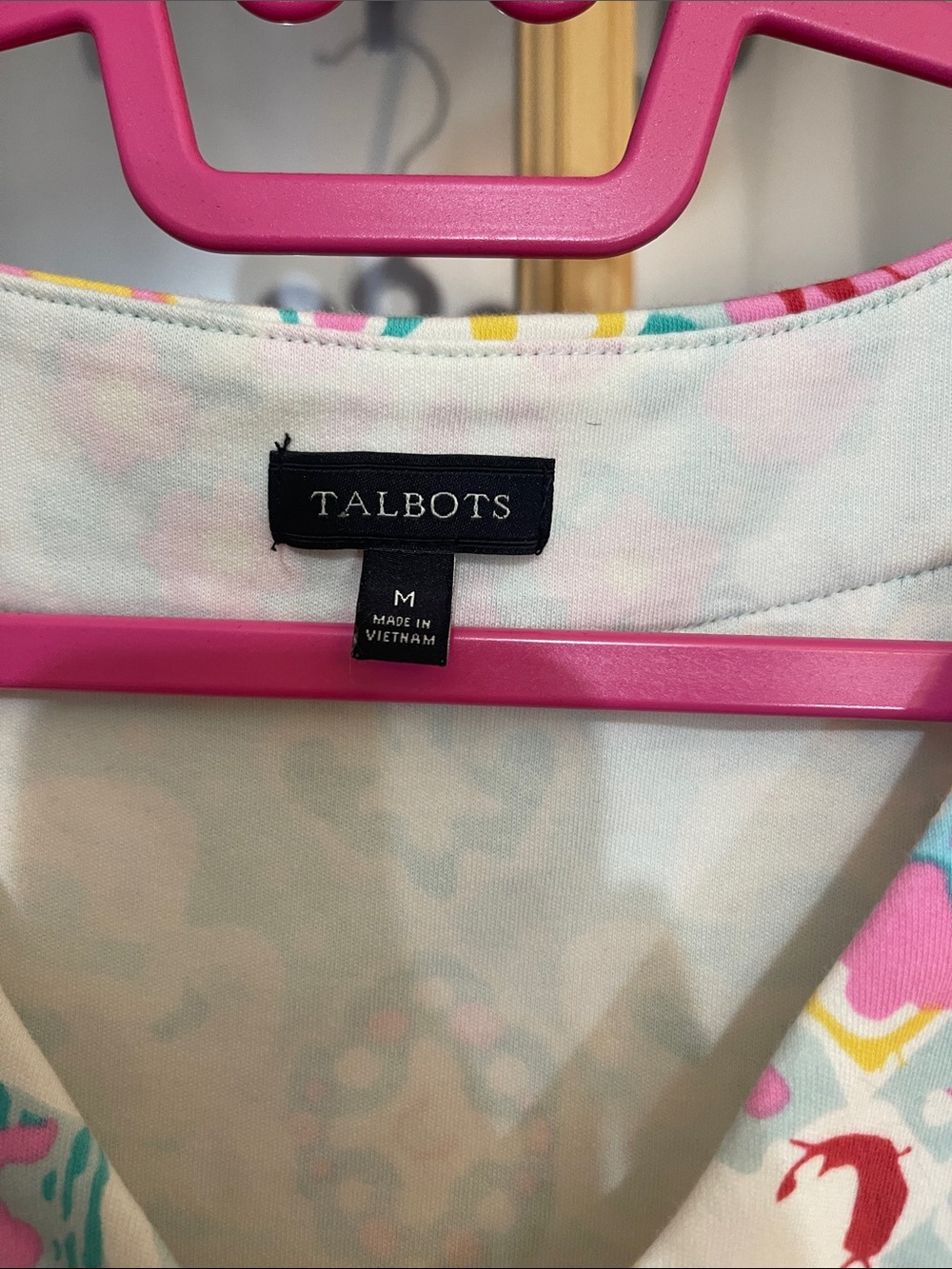 175. Talbots Multicolor Floral Shift Dress in Pink, Aqua & Yellow - Picture 2 of 5